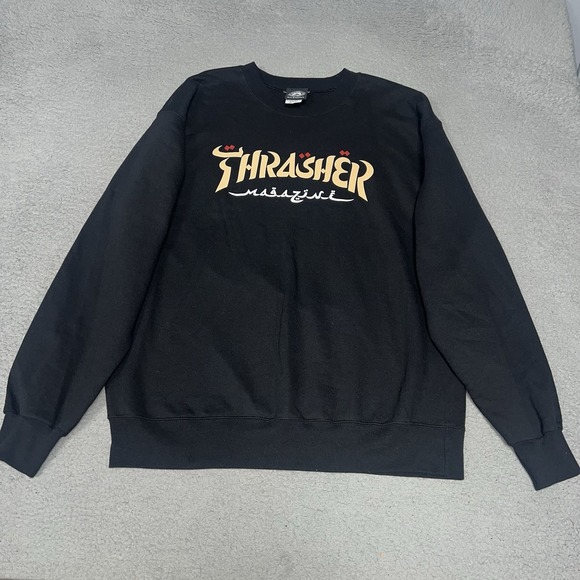 Thrasher Other - Thrasher Magazine Sweater Men Sz M Black Arabic Font Sweatshirt Skate Streetwear